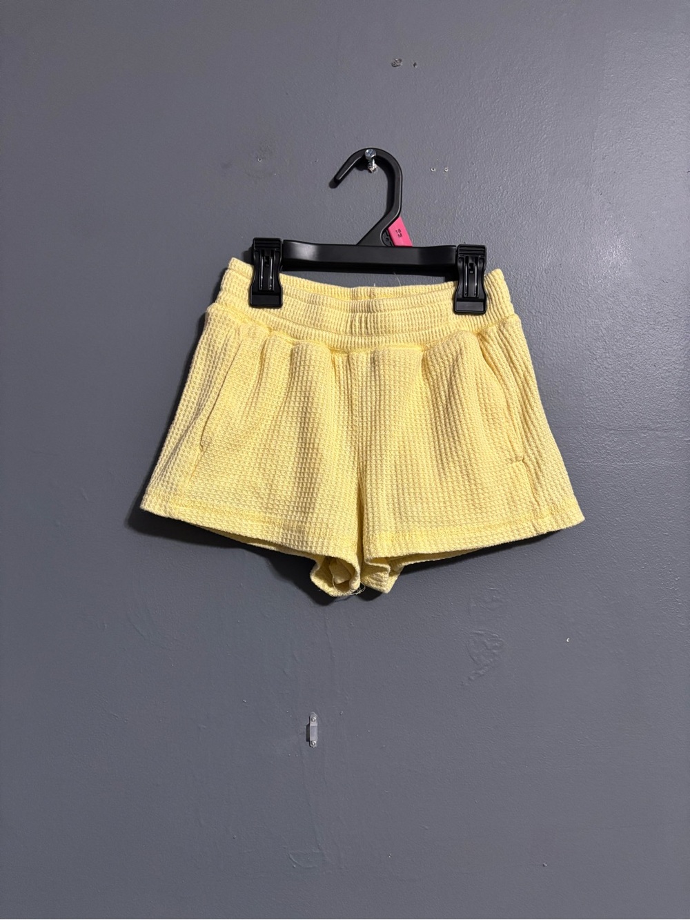 Olivia Kay yellow waffle knit coastal summer prep shorts size girls small (7)